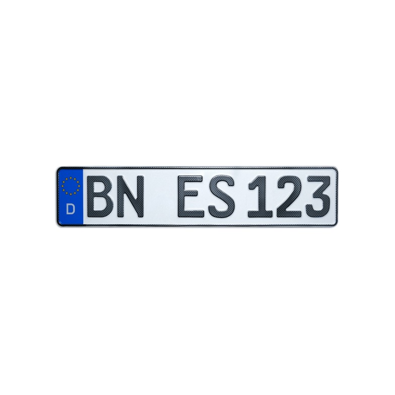 Autokennzeichen OFFIZIELL amtliche Nummernschilder schildEVO 1 Carbon Kfz Kennzeichen 490x110 mm EU Wunschkennzeichen mit individueller Prägung DIN-Zertifiziert 
