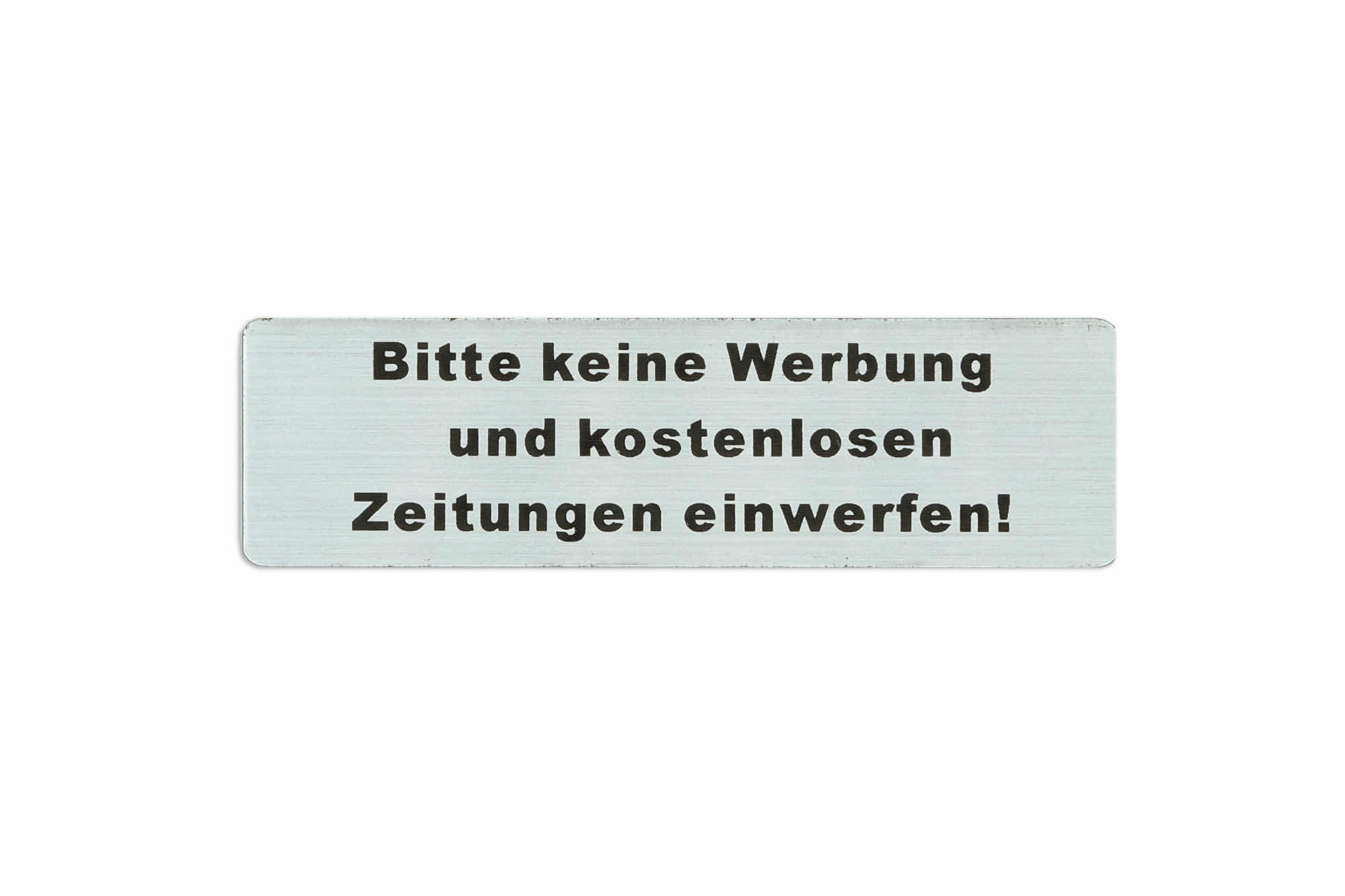 Edelstahl Briefkastenschild BITTE KEINE WERBUNG 80 x 35 mm ZB5